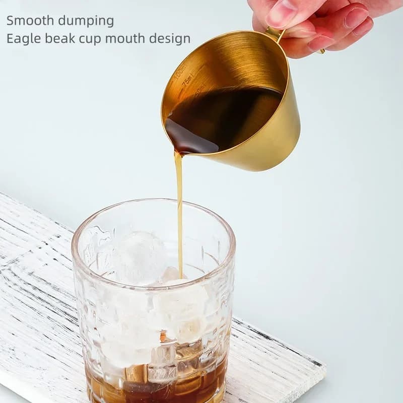 Odměrný šálek z nerezové oceli 304 se stupnicí, malá lžička na mléko, odměrný šálek na espresso, kuchyňský nástroj