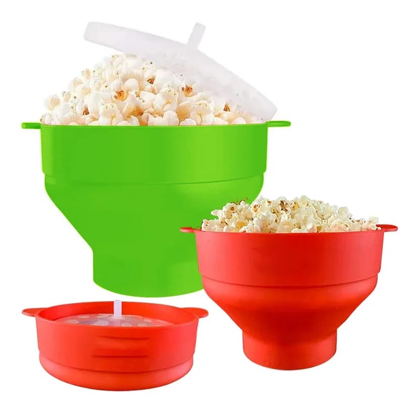 Silikonový popcornovač do mikrovlnky, BPA free, skládací miska na popcorn, vhodná do mikrovlnky, výrobník popcornu s víkem, vhodné do myčky