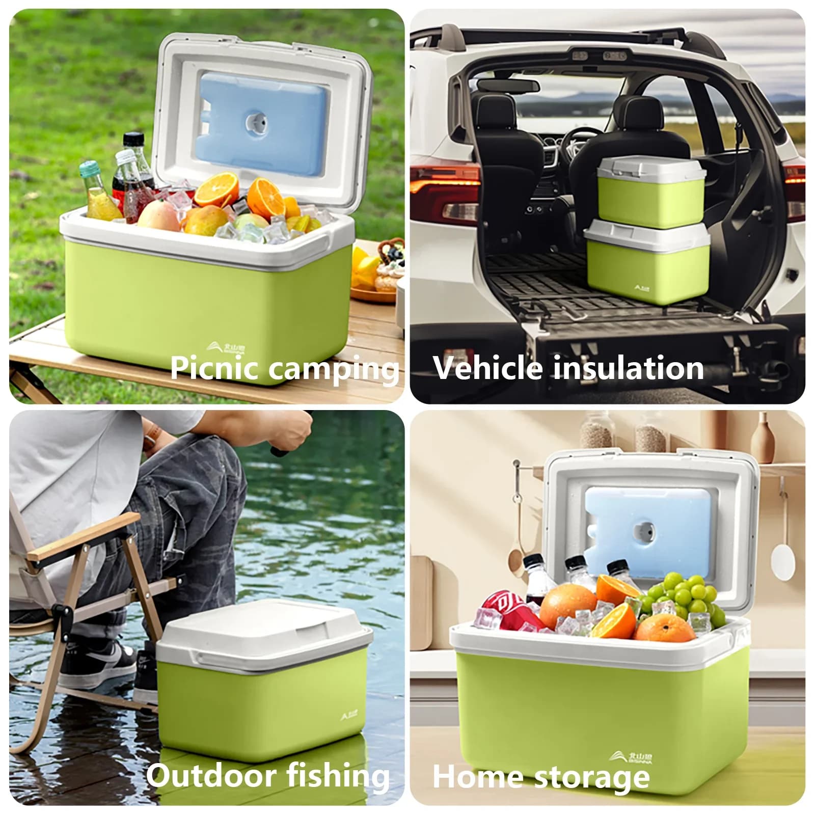 BISINNA přenosný chladicí box 6L/9L/15L pro kempování, auto chladnička do auta, venkovní pláž, rybaření, piknik, grilování, ledová nádoba