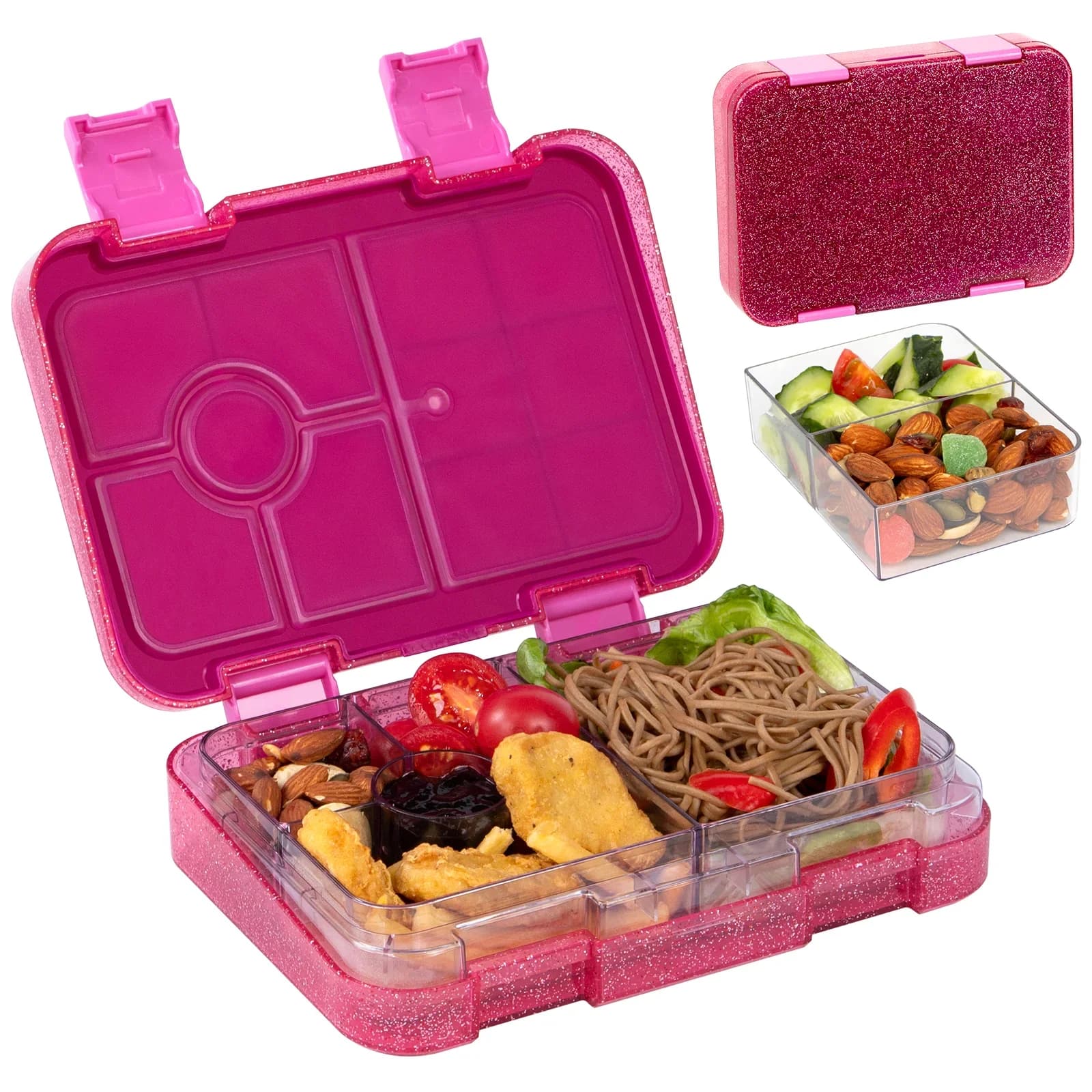 Přenosný uzavíratelný obědový box, studentský bento box, vhodný do mikrovlnné trouby, ohřev, do školy a kanceláře, box na ovoce a jídlo, vidlička, lžíce