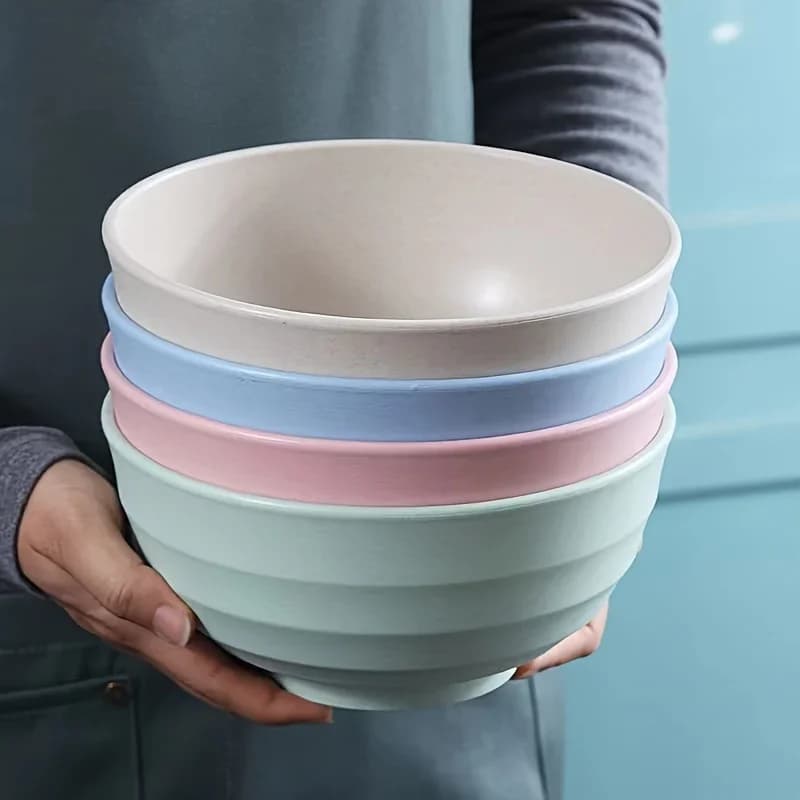 4dílná nerozbitná sada misek na obilniny - plastová miska 24 oz z PP na polévku/rýži/obilniny - vhodné do mikrovlnné trouby a myčky