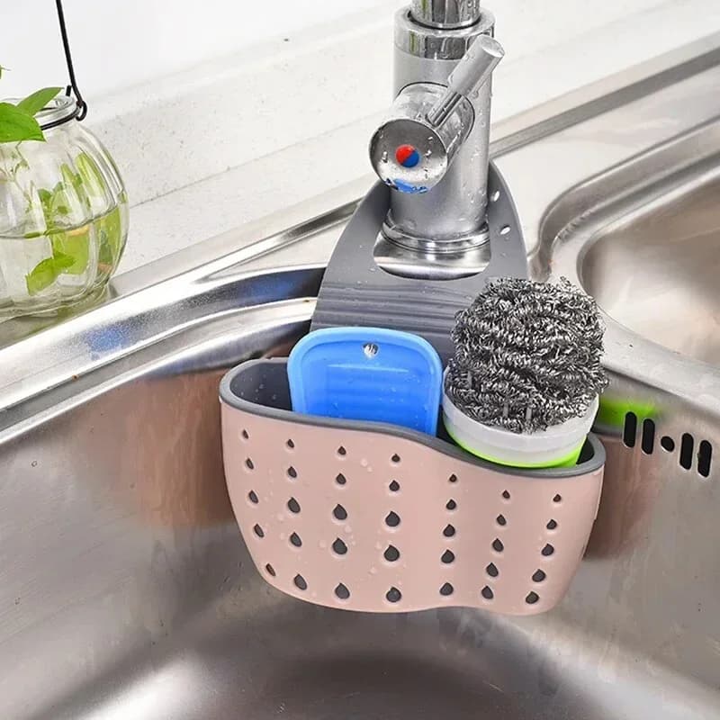 Odkapávací koš do dřezu, nastavitelný držák na houbičku a mýdlo, závěsný odkapávací koš do kuchyně, kuchyňské příslušenství