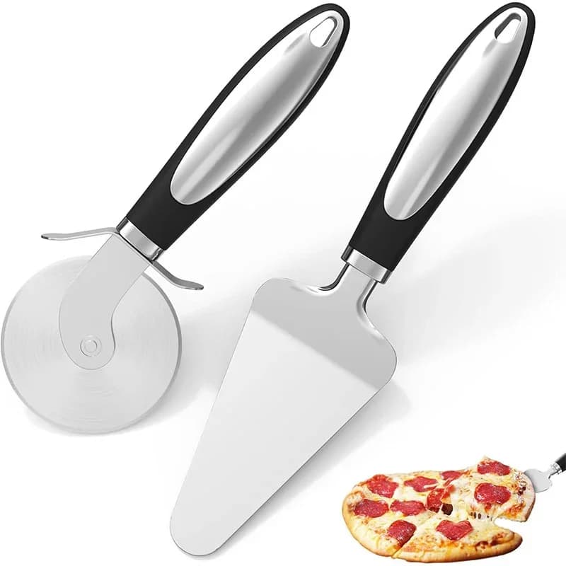Prémiová nerezová kuchyňská krájecí kolečka na pizzu, podávací nástroj, domácí nůž na vafle, sušenky, dorty, chleba, těsto, kuchařské vychytávky