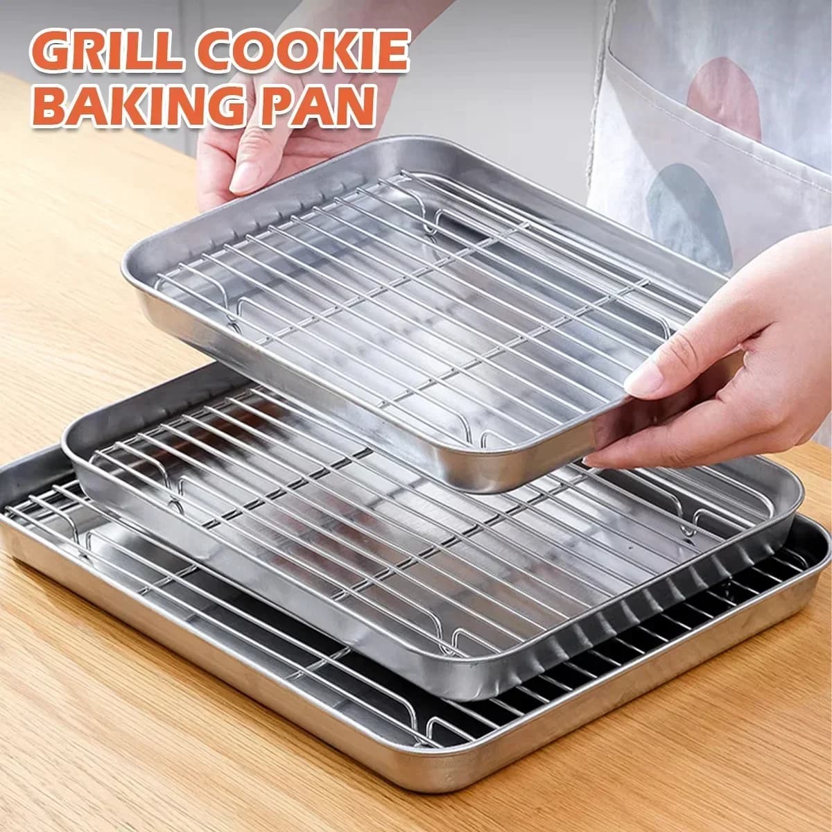 Pečicí plech z nerezové oceli s roštem, plech na pečení dortů, BBQ plech, talíř, rošt do trouby na brownie, nástroj na vaření, pečení a grilování