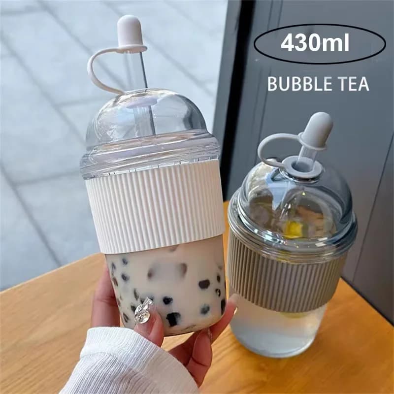 1 ks 430ml přenosný kelímek se sklápěcím brčkem, plast, ve stylu Ins, vysokokapacitní láhev na vodu na čaj, kávu, mléko, tepelně odolný kelímek na džus a želé