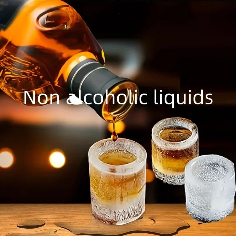 Silikonová forma na ledové kostky se čtyřmi otvory, lis na ledové bloky, kreativní kulatý tvar kelímku, formy na led pro whisky, pivo, bar a kuchyňské nástroje