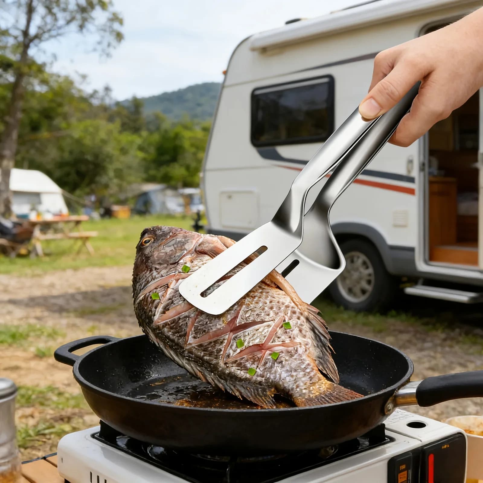 1/2/4 ks multifunkční nerezové steakové kleště, oboustranná obracečka, kuchyňské kleště na ryby, maso, pizzu, pečení