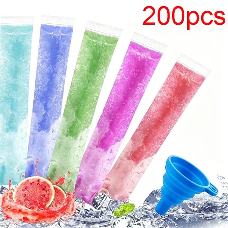 50/100/200ks jednorázové průhledné sáčky na nanuky na džus, jogurt a čokoládu, průhledná forma na nanuky, kuchyňské doplňky