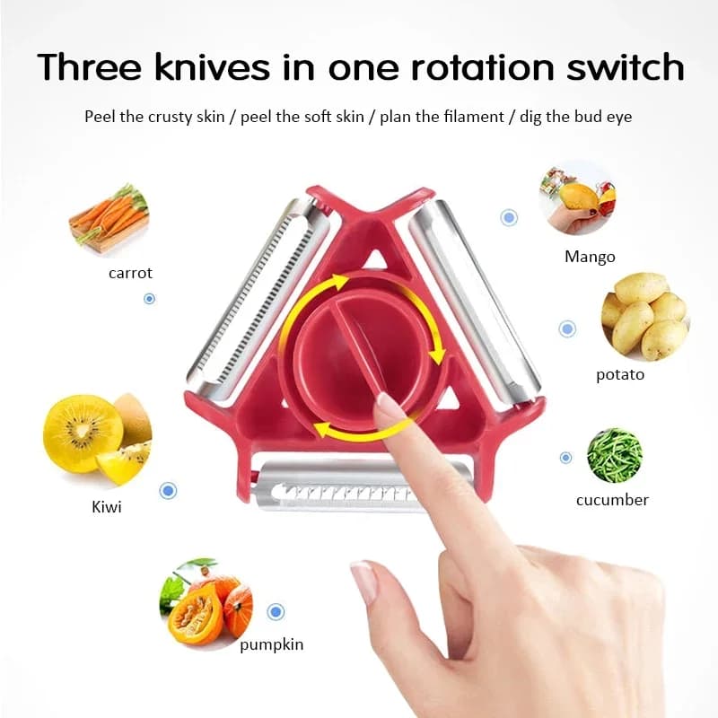 1/3 ks 3v1 sada odstraňovačů slupek Magic Trio – kráječ, struhadlo, škrabka, julienne kráječ, víceúčelová čepel, zester, kuchyňská pomůcka