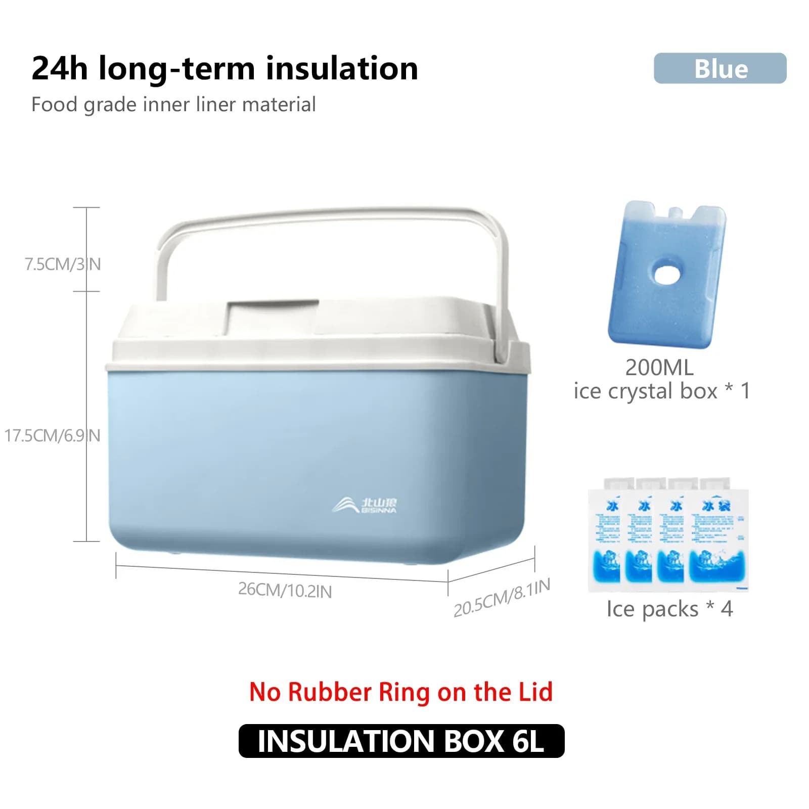 BISINNA přenosný chladicí box 6L/9L/15L pro kempování, auto chladnička do auta, venkovní pláž, rybaření, piknik, grilování, ledová nádoba