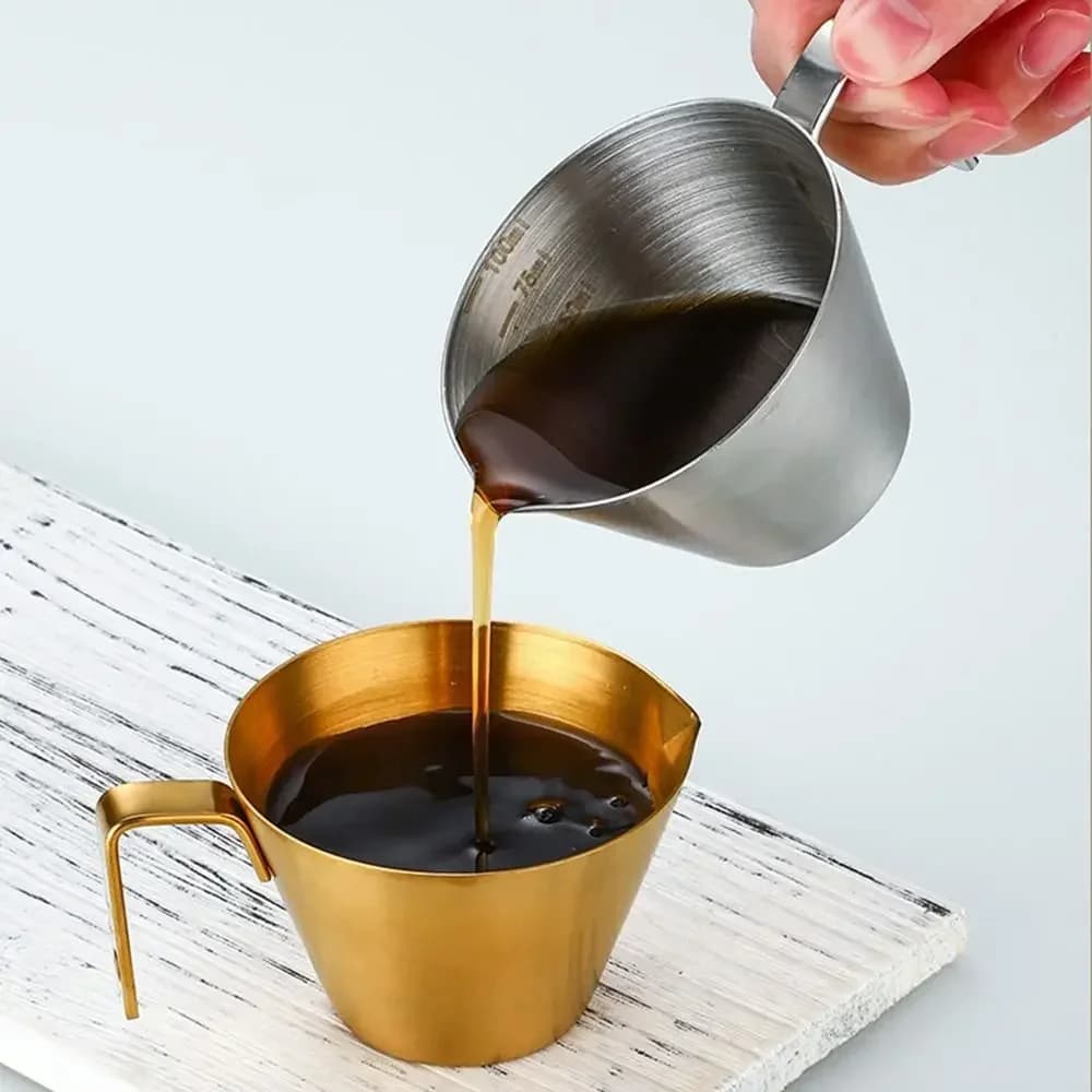 Odměrný šálek z nerezové oceli 304 se stupnicí, malá lžička na mléko, odměrný šálek na espresso, kuchyňský nástroj