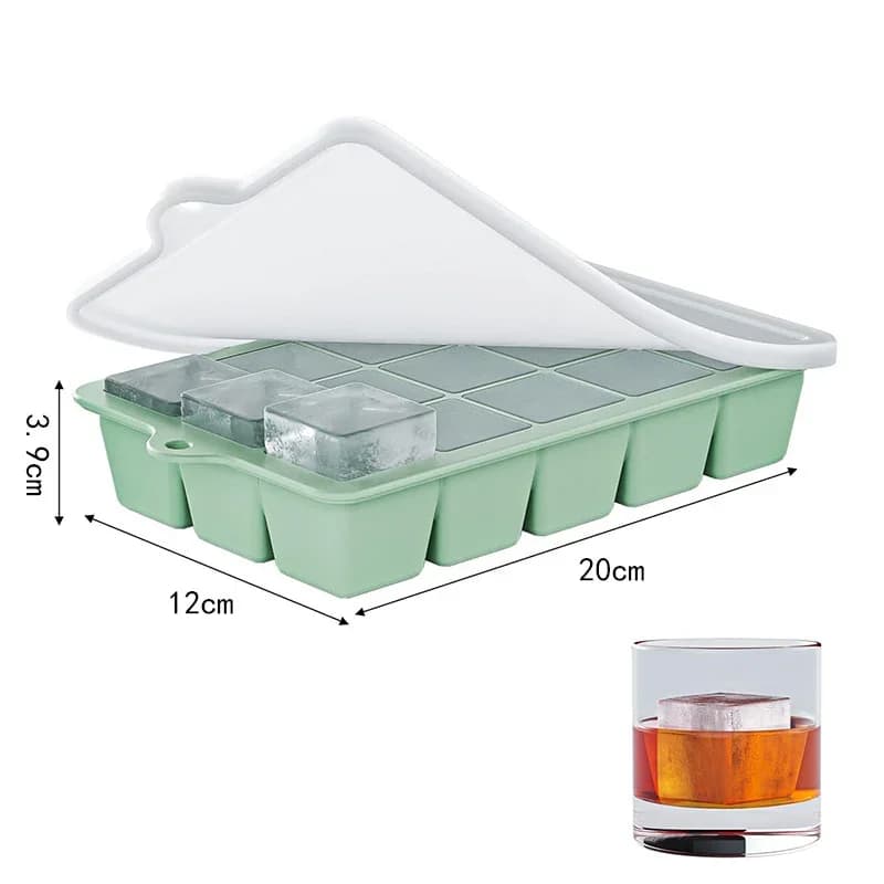 Silikonové formy na led s víkem, 15 kostek, 2 ks