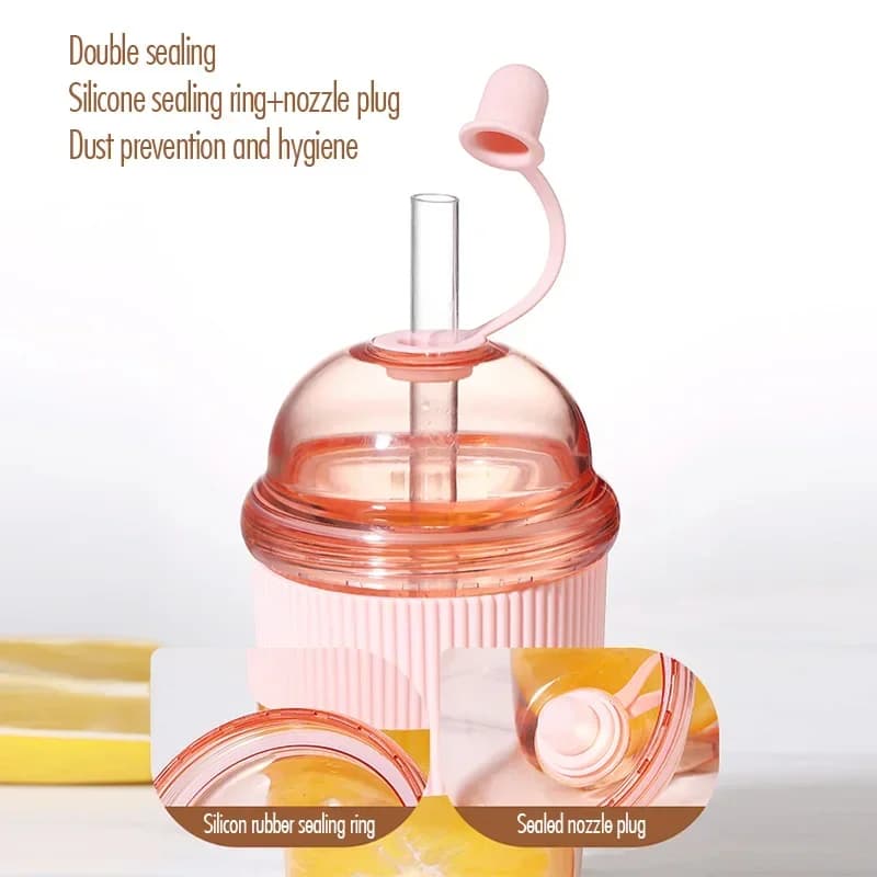 1 ks 430ml přenosný kelímek se sklápěcím brčkem, plast, ve stylu Ins, vysokokapacitní láhev na vodu na čaj, kávu, mléko, tepelně odolný kelímek na džus a želé