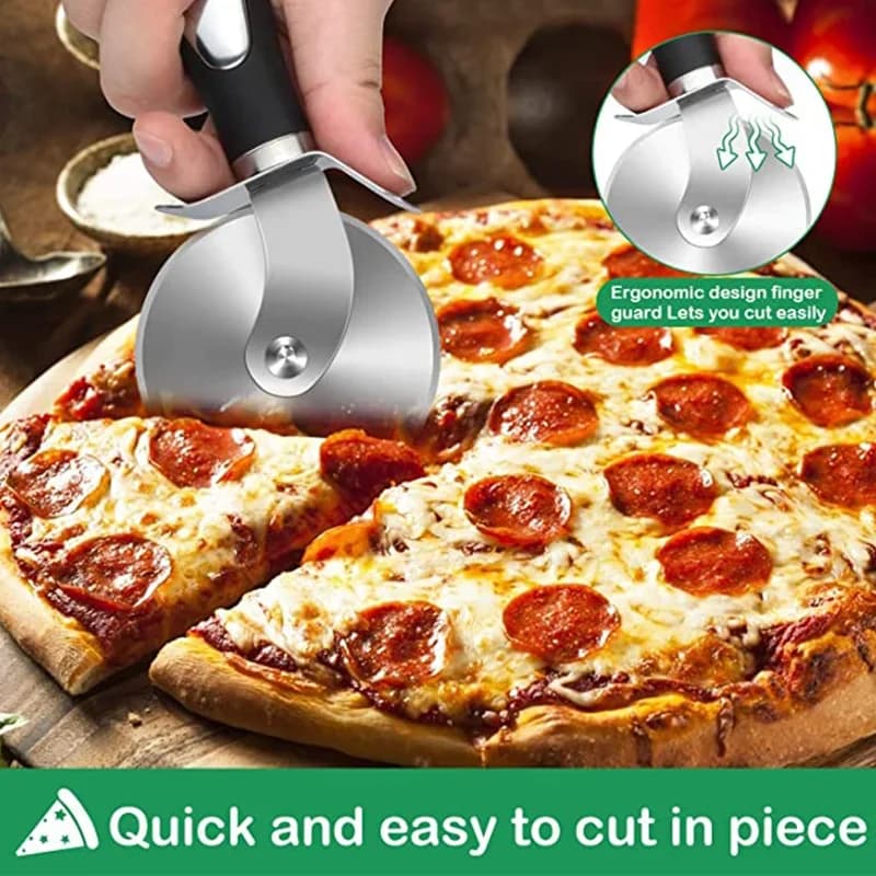 Prémiová nerezová kuchyňská krájecí kolečka na pizzu, podávací nástroj, domácí nůž na vafle, sušenky, dorty, chleba, těsto, kuchařské vychytávky