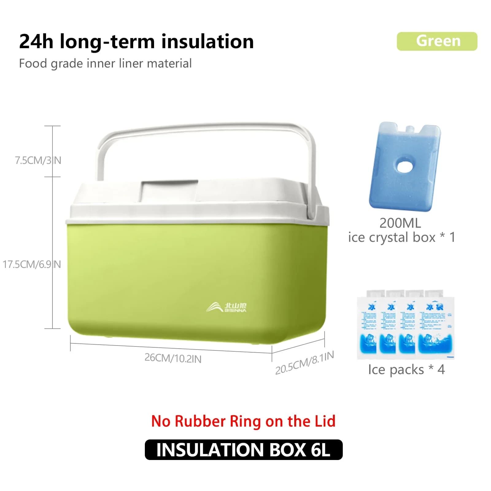 BISINNA přenosný chladicí box 6L/9L/15L pro kempování, auto chladnička do auta, venkovní pláž, rybaření, piknik, grilování, ledová nádoba
